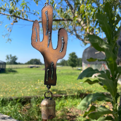 Metal Hanging Cactus Ornament with Bell