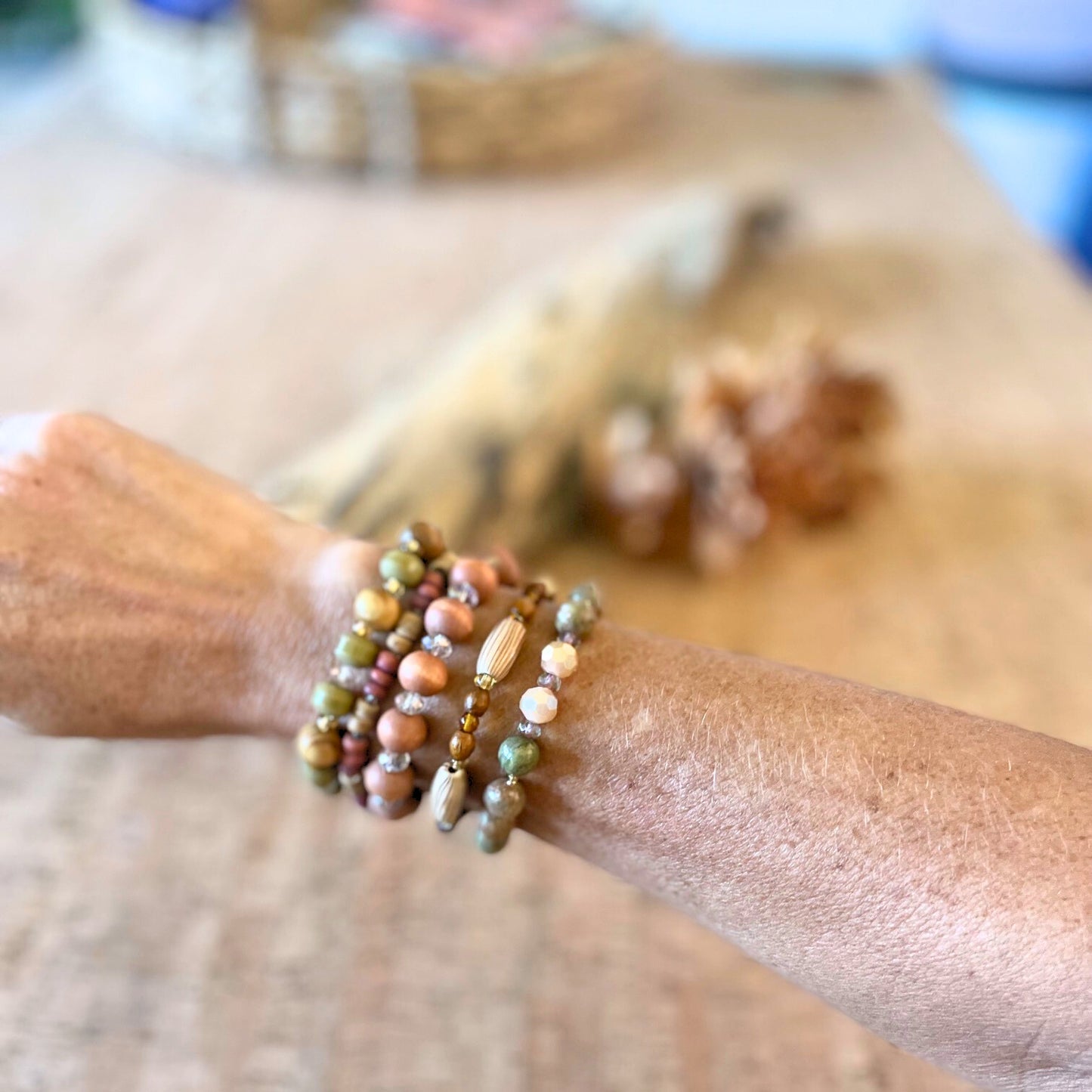 Healing Energy Balancing Unakite Stretchy Bracelet