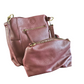 Burgundy Vegan Leather Bucket Bag with 2-in-1 Pouch by Joy Susan