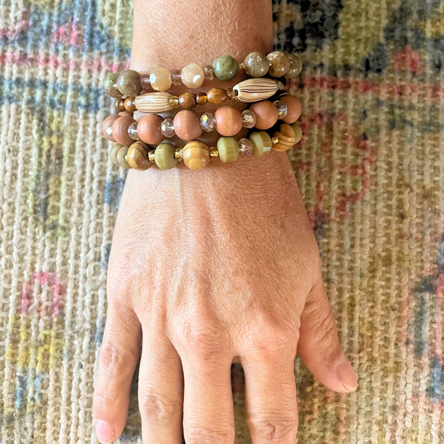 Healing Energy Balancing Unakite Stretchy Bracelet