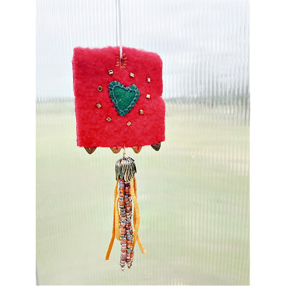 Fiber Symphony: Hand-Felted Embellished Window Hanging