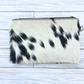 Black and White Cowhide Wristlet Clutch with Leather Tassle