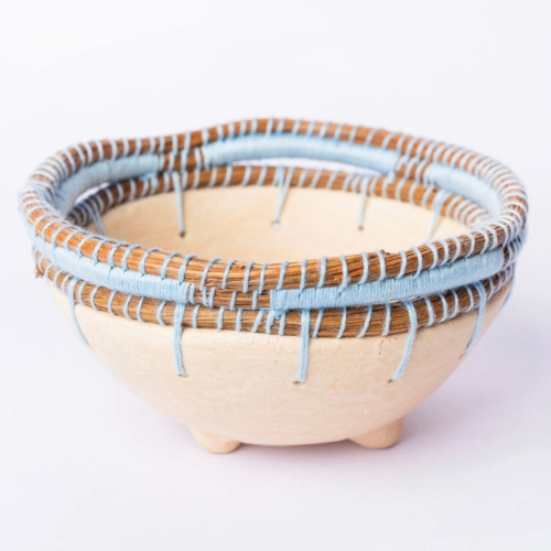 Handcrafted Pine Needle, Colored Thread, & Clay Bowl by SoloHope