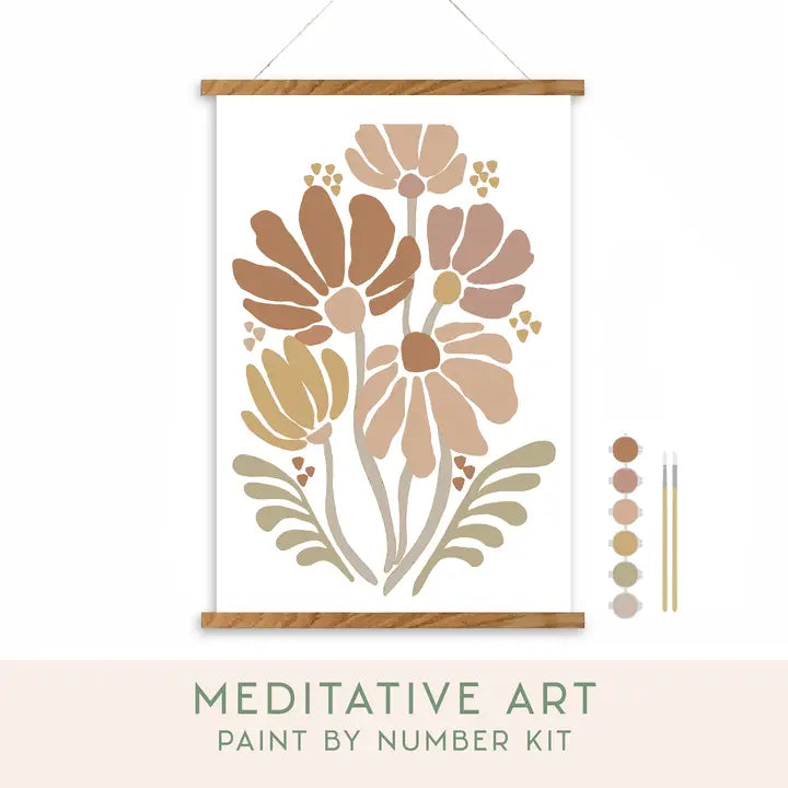 Vintage Flowers Meditative Art Paint by Number Kit