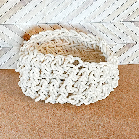 Ivory Braided Planter Cover/Storage Basket