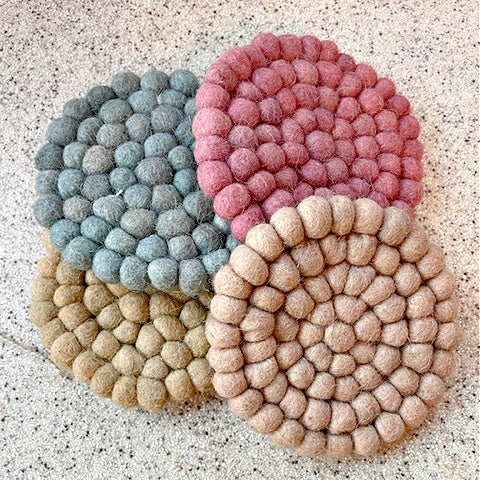 Boho Felt Ball Coasters