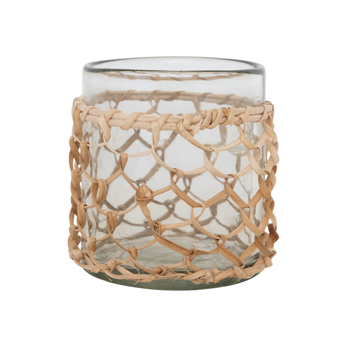 Rattan Wrapped Glass Votive Holder